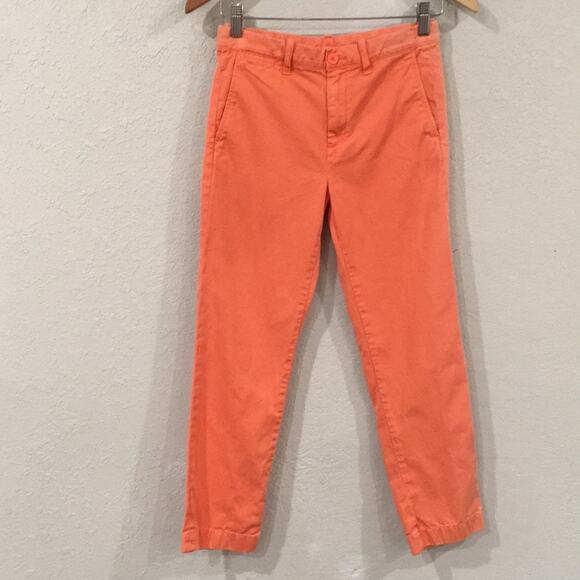Crewcuts Girls Sz 10 Orange Sun Faded Slim Fit Chino Pants Adjust 100% Cotton - Picture 1 of 10